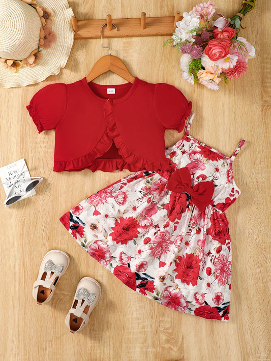Hanging Strap Flower Bow Skirt Dress
