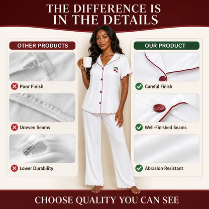 Lapel Cherry Sweet Romantic Pastoral Pajama Set