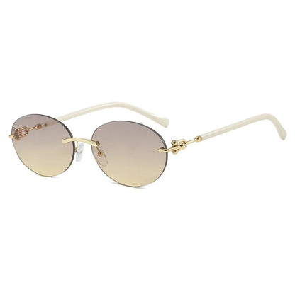Cutting rimless small round sunglasses