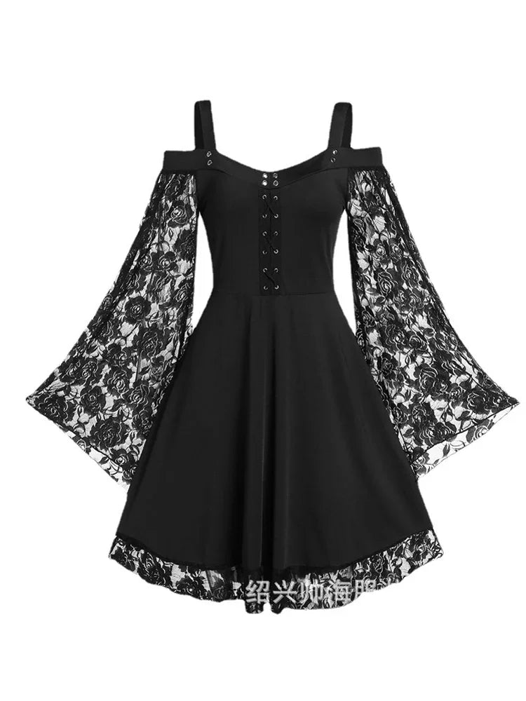 Flared Sleeve Punk Dress