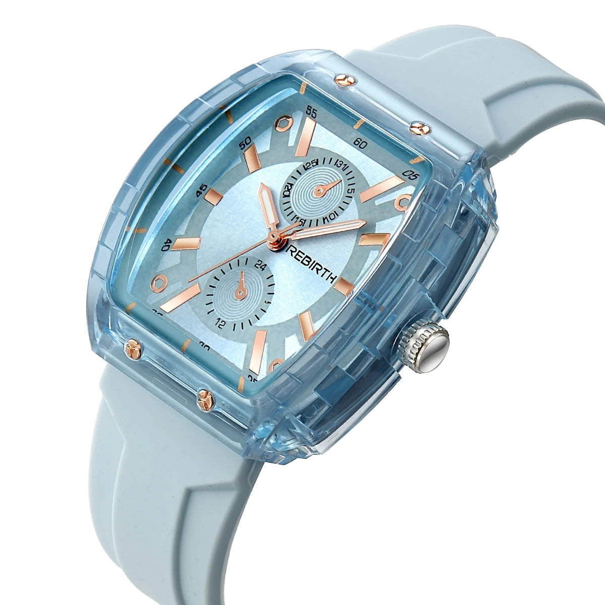 Affordable Macaron-Colored Barrel-Shaped with Silicone Strap Watch