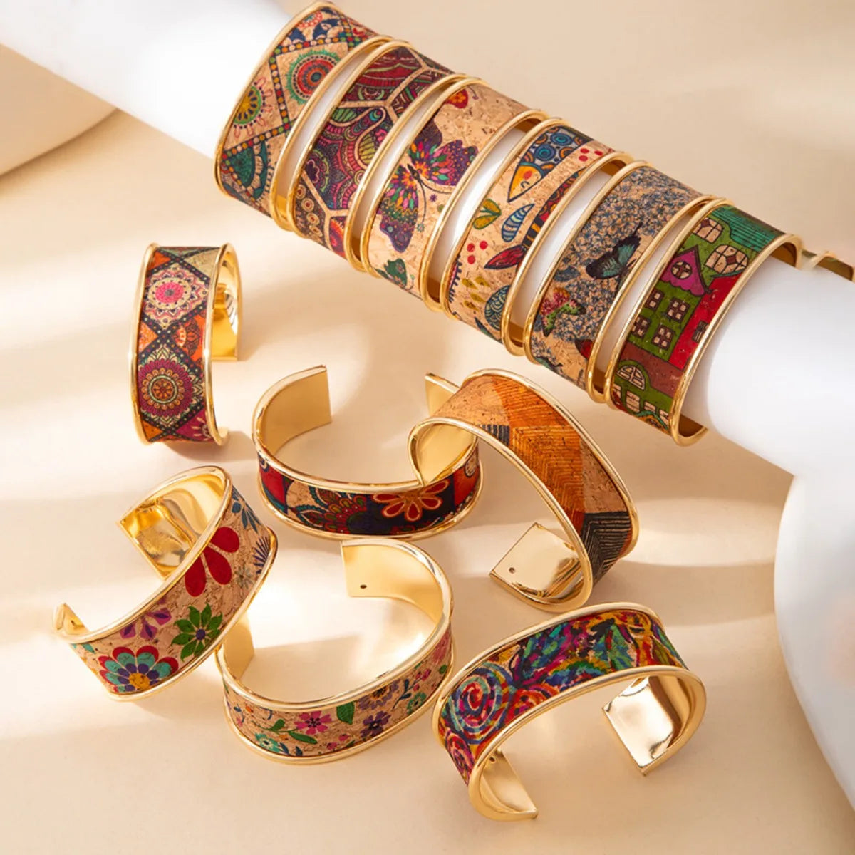 Graffiti Art Adjustable Bangle Gold Stainless Steel Bracelet