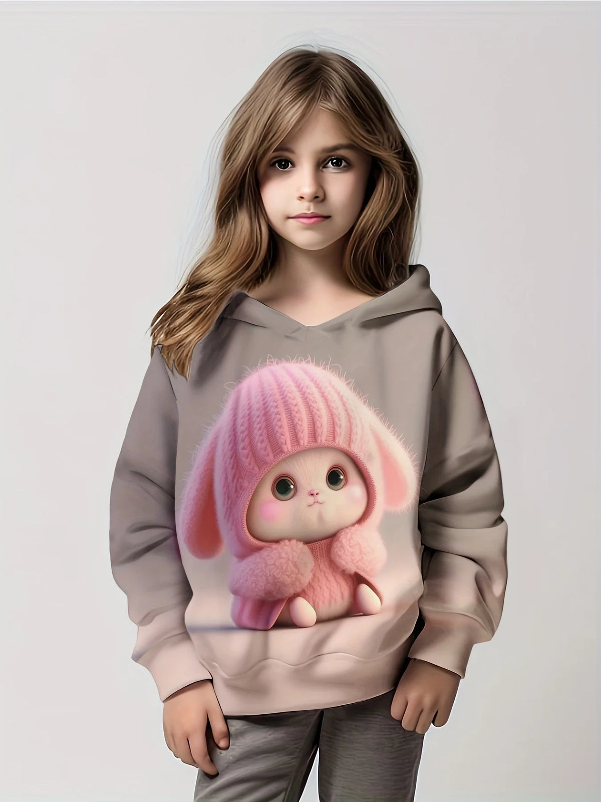 Long Sleeve 3D Cute Bunny Print Spring Fall Casual Hoodies