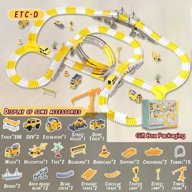 DIY building block track splicing puzzle Electric Track Toy