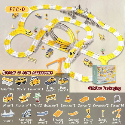 DIY building block track splicing puzzle Electric Track Toy