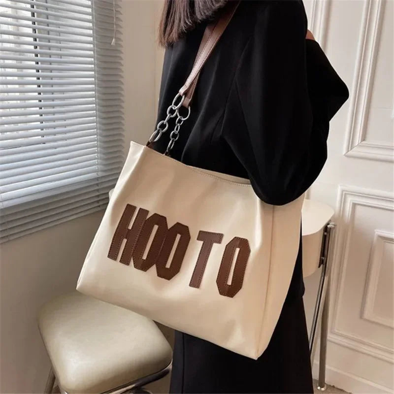 Letters Tote Canvas Campus Handbag Bolsa
