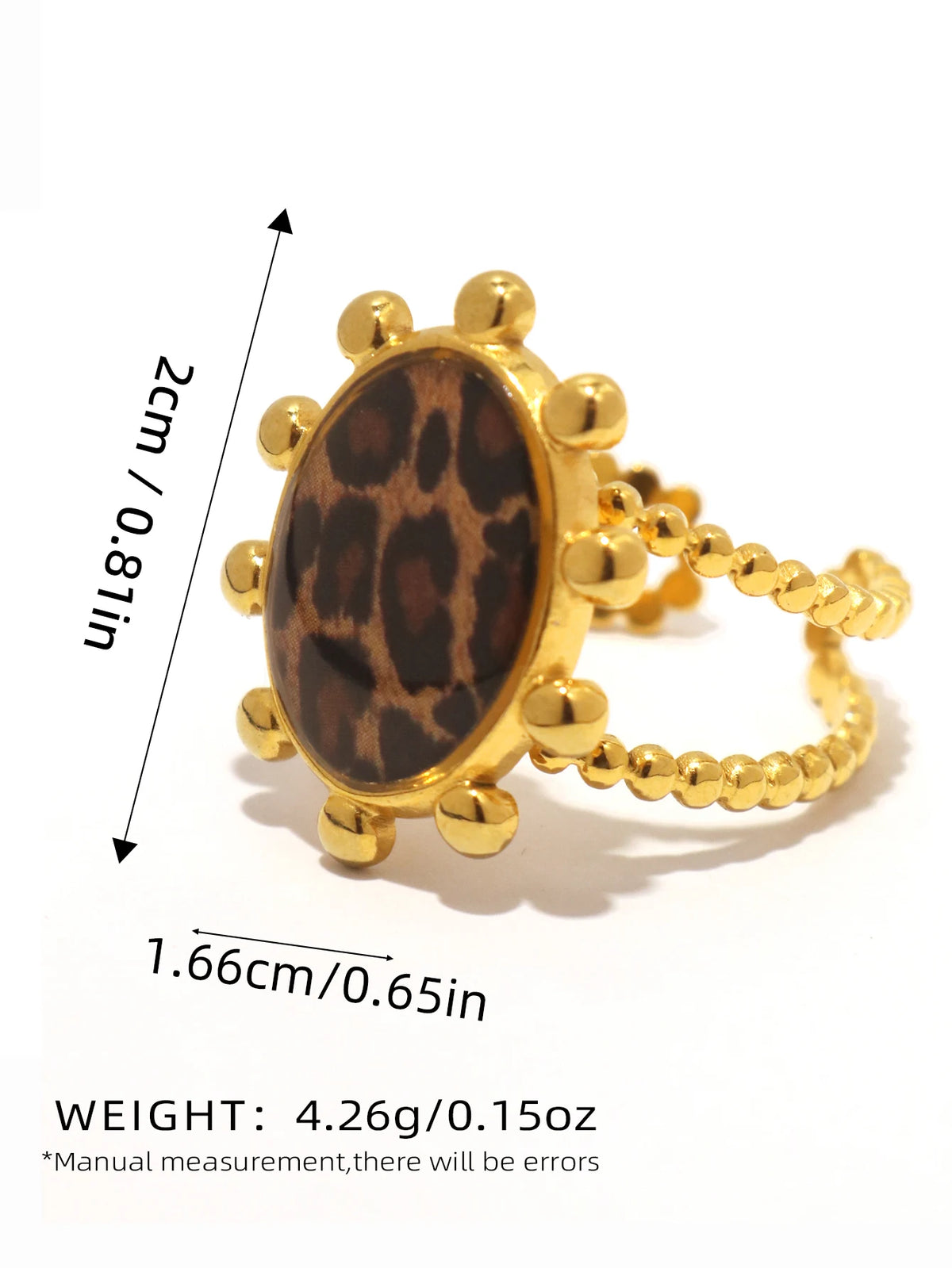Minimalist 18K PVD Golden Plated 304 Stainless Steel Chunky Boho Leopard Rings