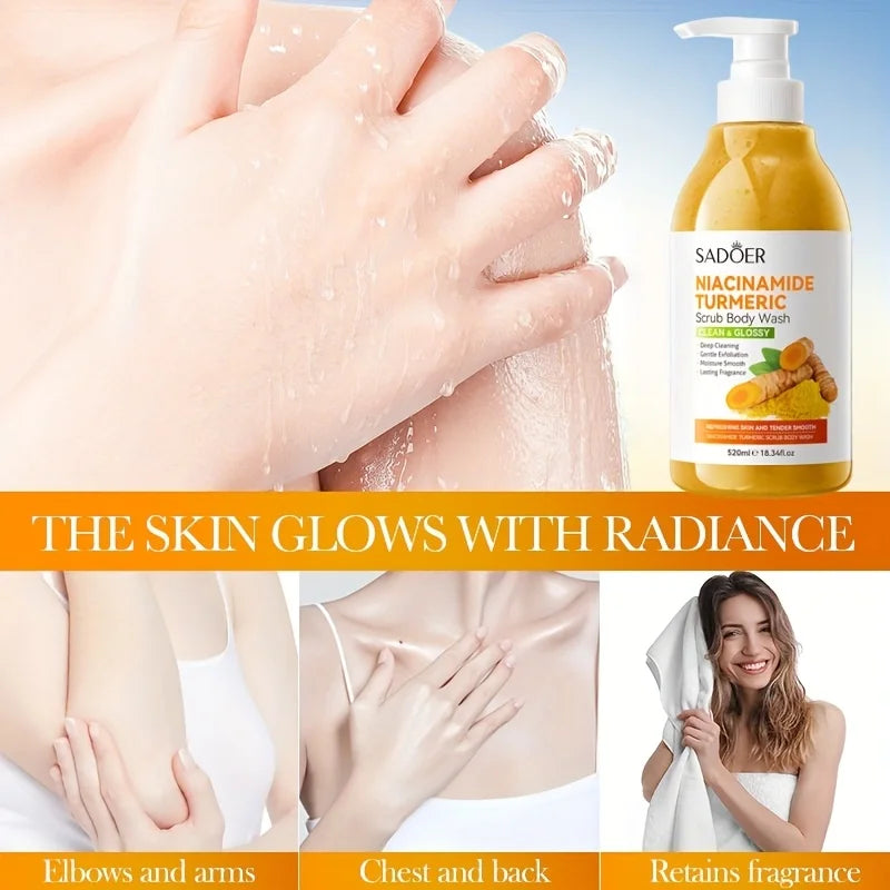 Gel de ducha exfoliante de cúrcuma para todo tipo de pieles.