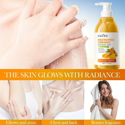 Gel de ducha exfoliante de cúrcuma para todo tipo de pieles.