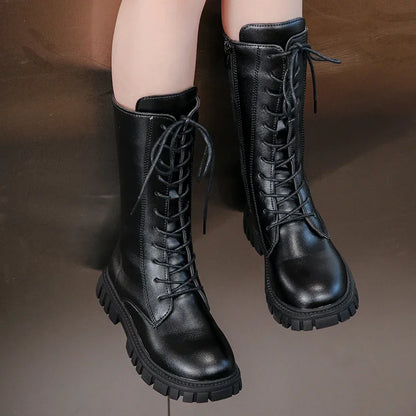Cool Baby Girls Square Heel Round Toe Mid Boots