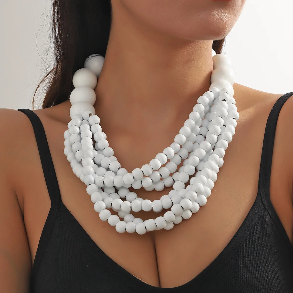 African Bohemian Wooden Bead Handmade Necklace