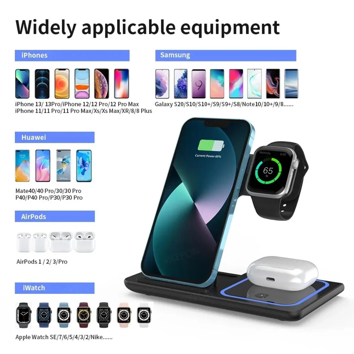 3 in 1 Wireless Travel Charger Stand For iPhone