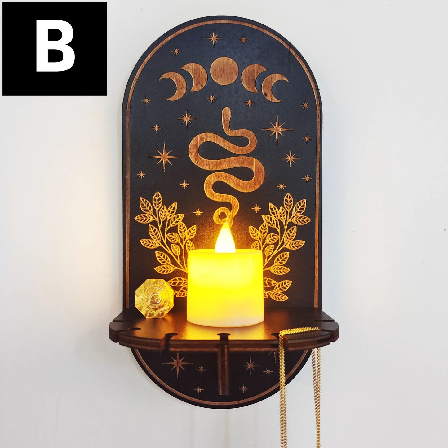 Wall Hanging Candlestick Wooden Carving Decor