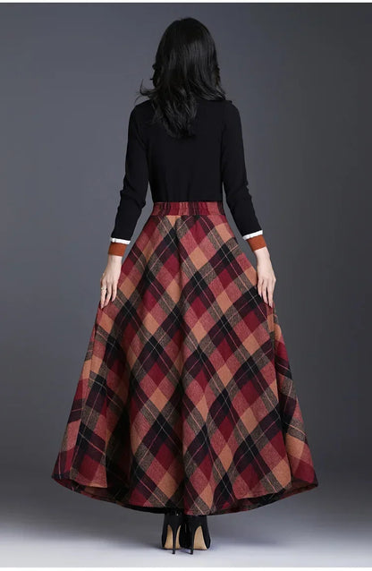 Thickened Woolen Plaid Mini Skirt