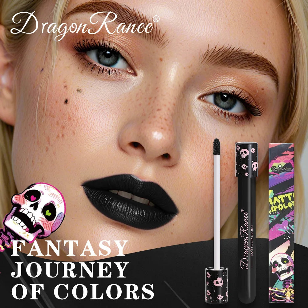 12 Color Halloween Lip Gloss Makeup Black Green Purple Waterproof Matte Lipstick
