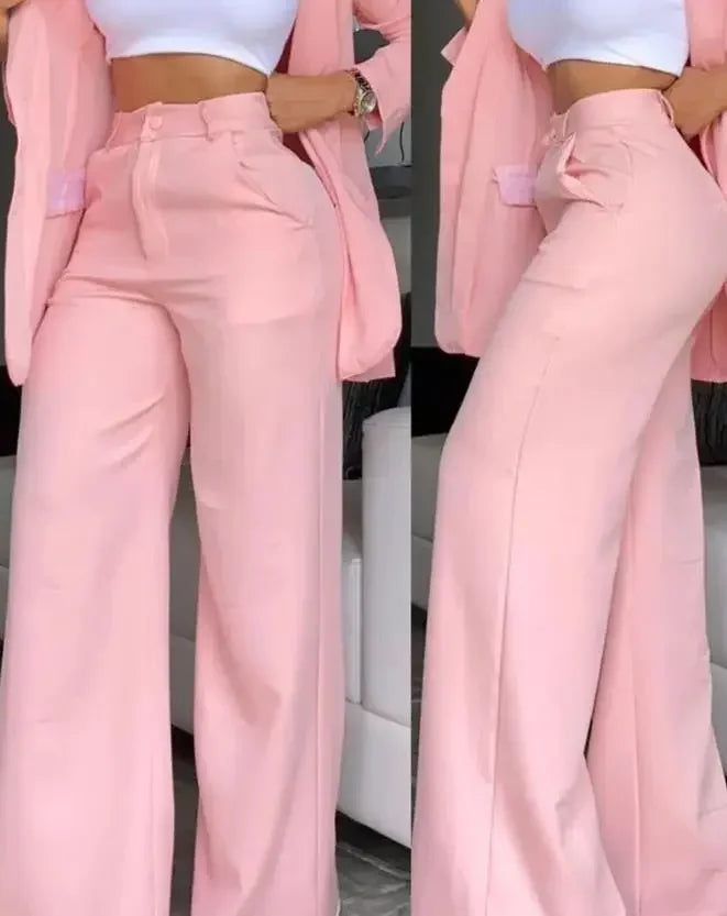 Elegant Blazer Sets Coat & Pocket Design Pants Set