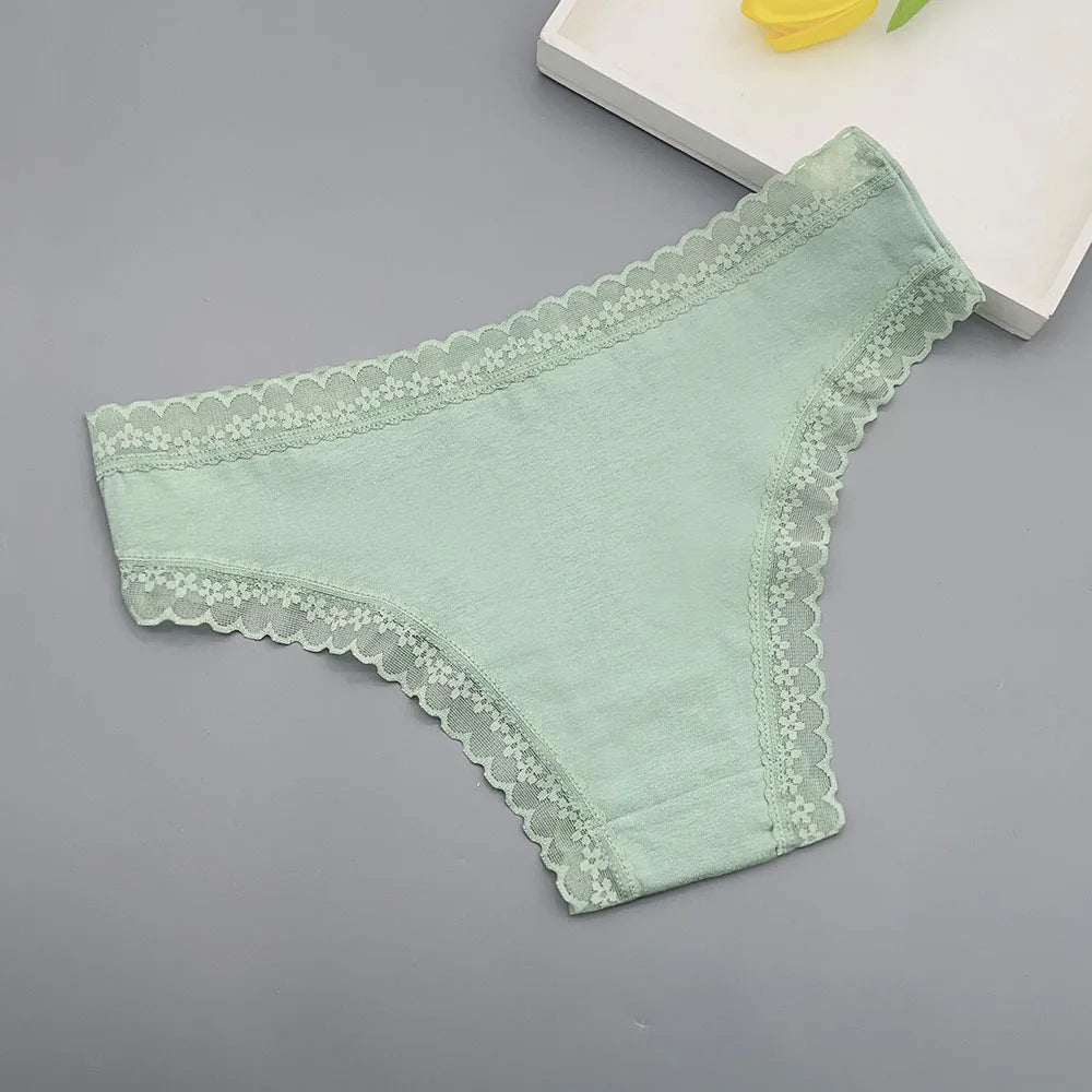 5 PCS Pantie Sexy Lace Cotton Briefs Lingerie
