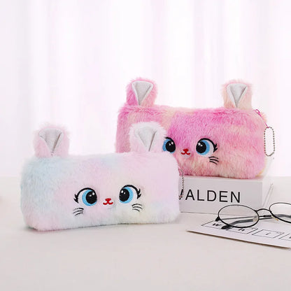 Cute gradient kitten pencil case with large capacity