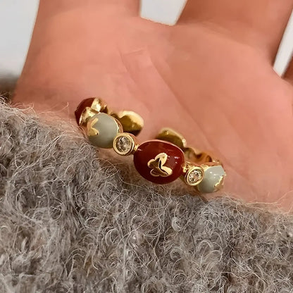 925 Sterling Silver Drip Glaze Butterfly Zircon Rings