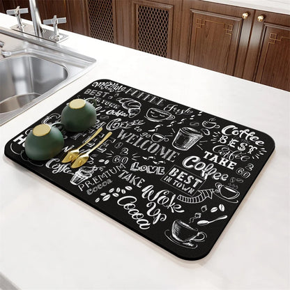 Coffee Cup Drying Cartoon Non-slip Drain Mat