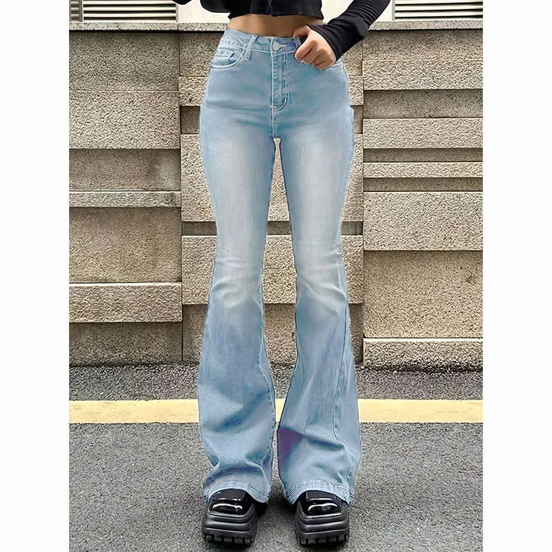 High Waist Flared Jeans Trousers