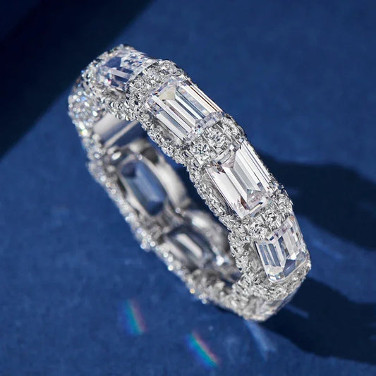 Huitan Geometric Fresh Style Charming Inlaid Shiny CZ Rings