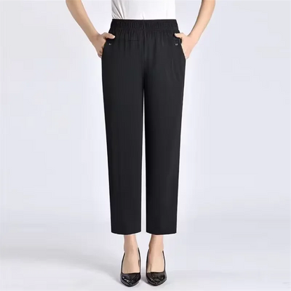 Elastic High Waist Casual Straight Pants