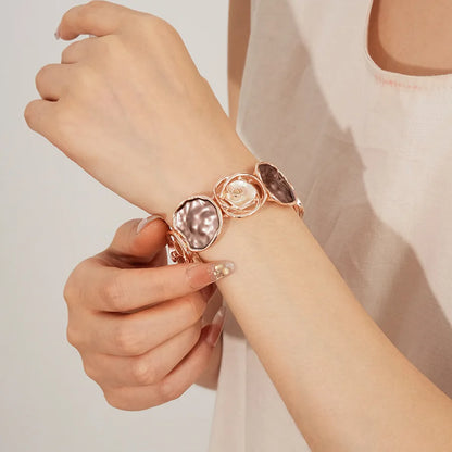 Vintage Dripping Oil Hollow Rose Flowers Geometric Bracelets
