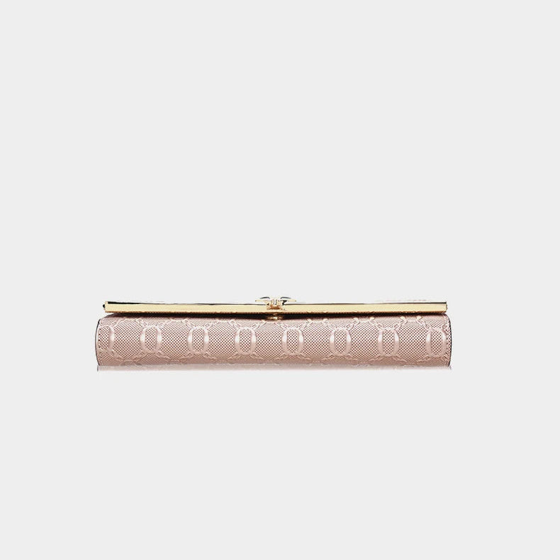 Split Leather Long Wallet Clutch Bag
