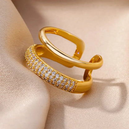 Zircon Open Stainless Steel Luxury Rings