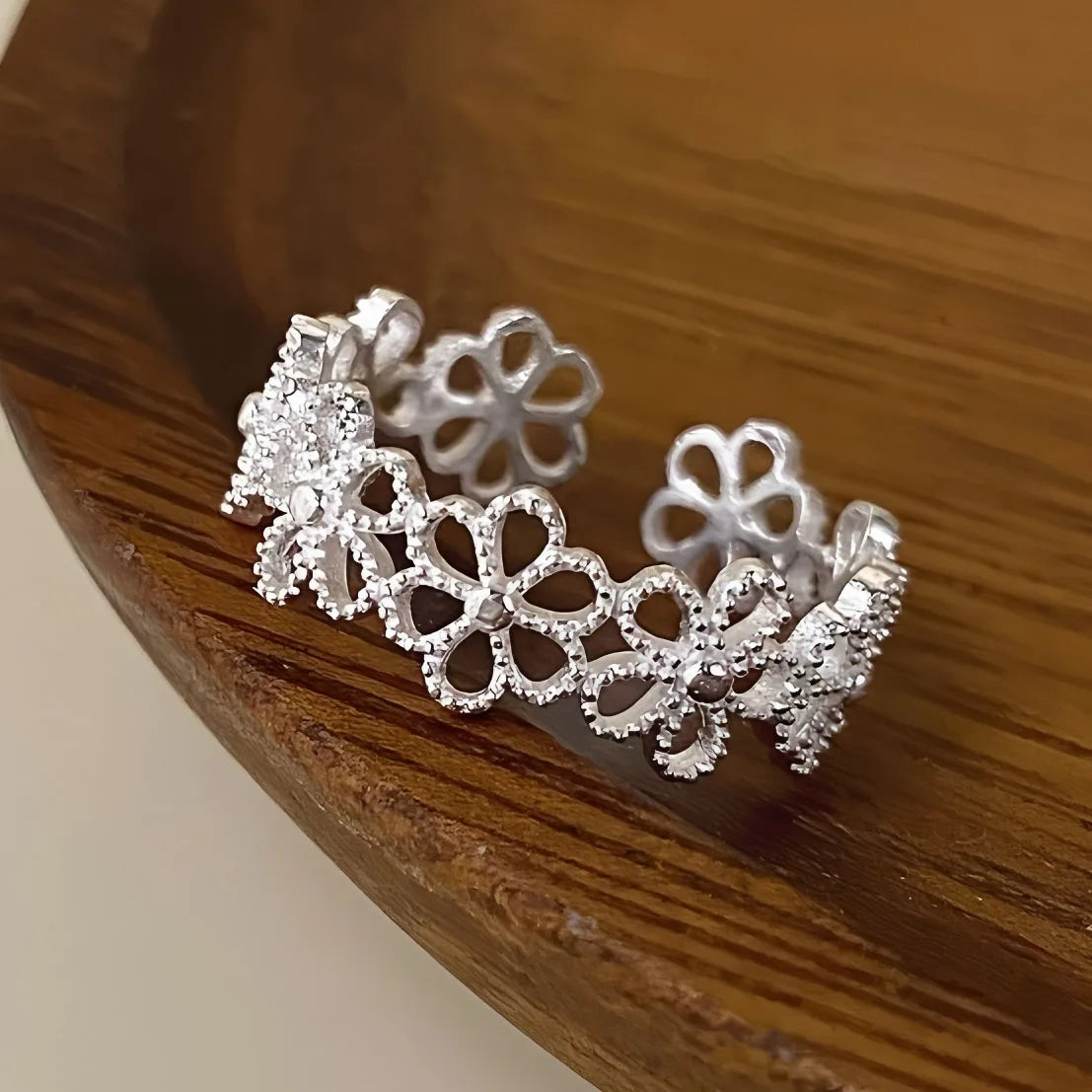 925 Sterling Silver Retro Geometric Asymmetric Rings