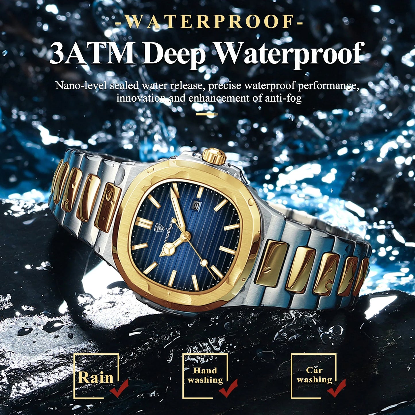 Luxury Waterproof Luminous  Stainless Steel Quartz Watches