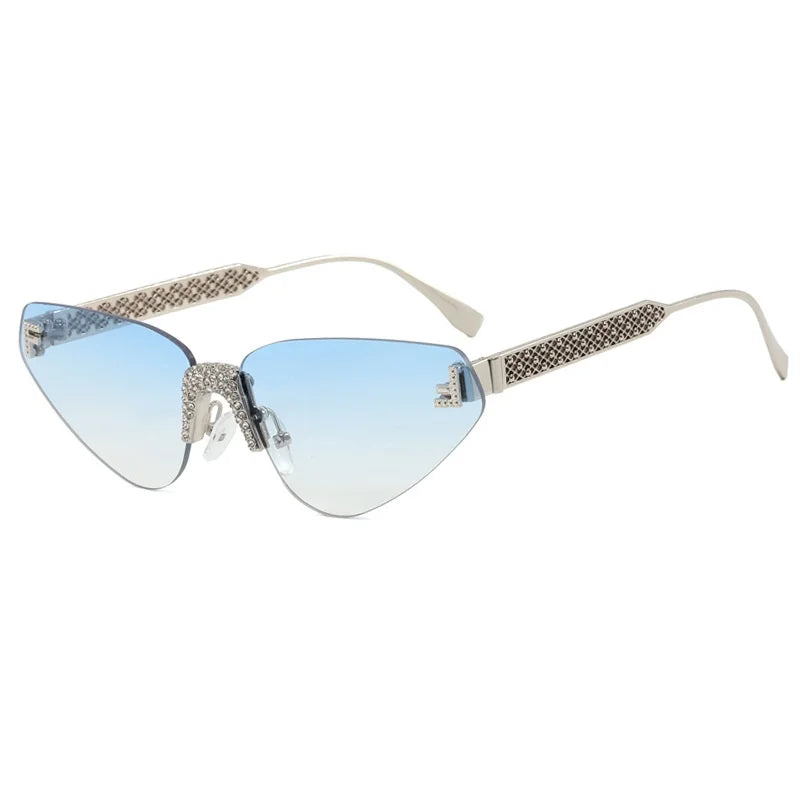 Sexy rimless retro punk metal sunglasses