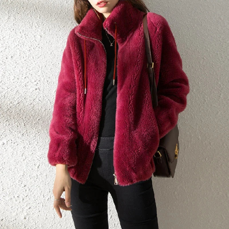 Faux Fur Coats Zipper Cardigan Plush Thick Warm Oversized Overcoat