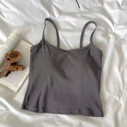 Spaghetti Straps Sleeveless Slim Cotton