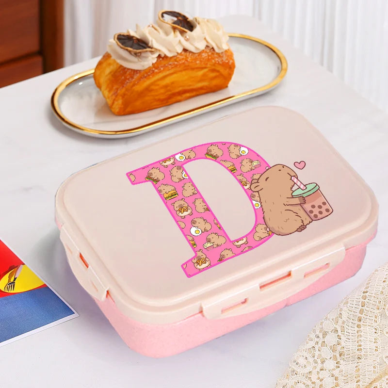 Capybara Cute Lunch Box Girls Capibara Letter A-Z Bento Box