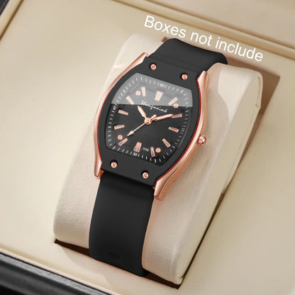 Silicone Strap Simple Dial Quartz Wristwatch