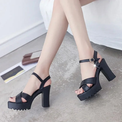 Fish Mouth High Heels Open Toe Shoes