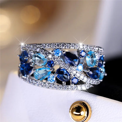 Luxury Blue Zircon Stone Ring