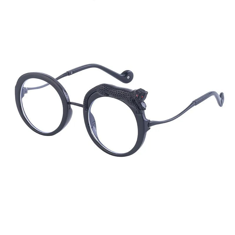 Oversized Round Crystal Leopard Sun Glasses