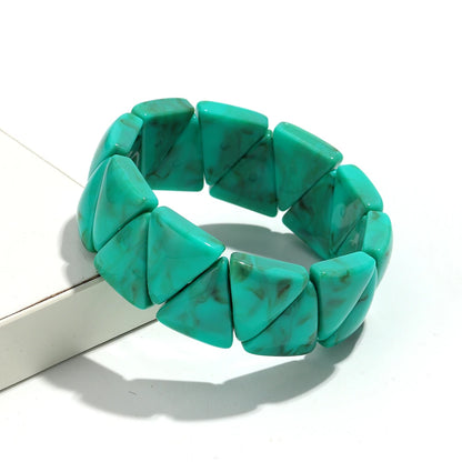 Acrylic Geometric Triangle Marble Elastic Beads Bracelets