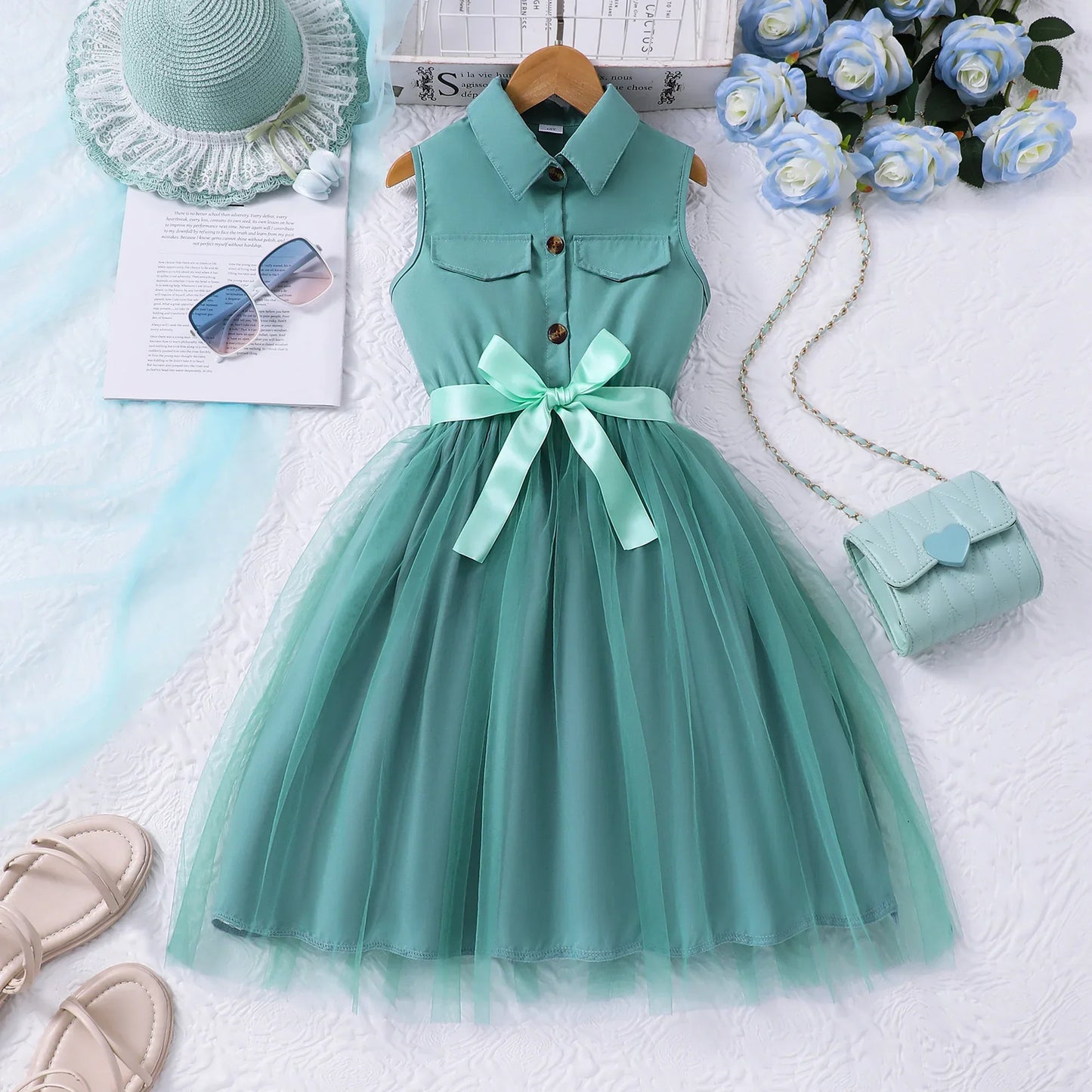 Teen Girl Sleeveless Mesh Princess Dress