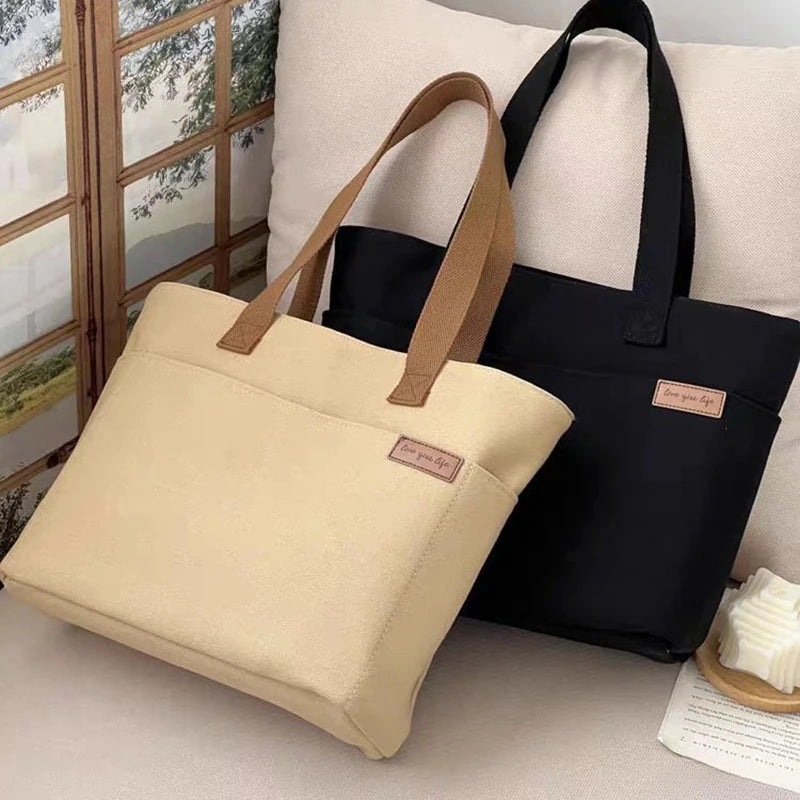Niche Shoulder Versatile Minimalist Tote Unisex Large Capacity Canvas Handbag