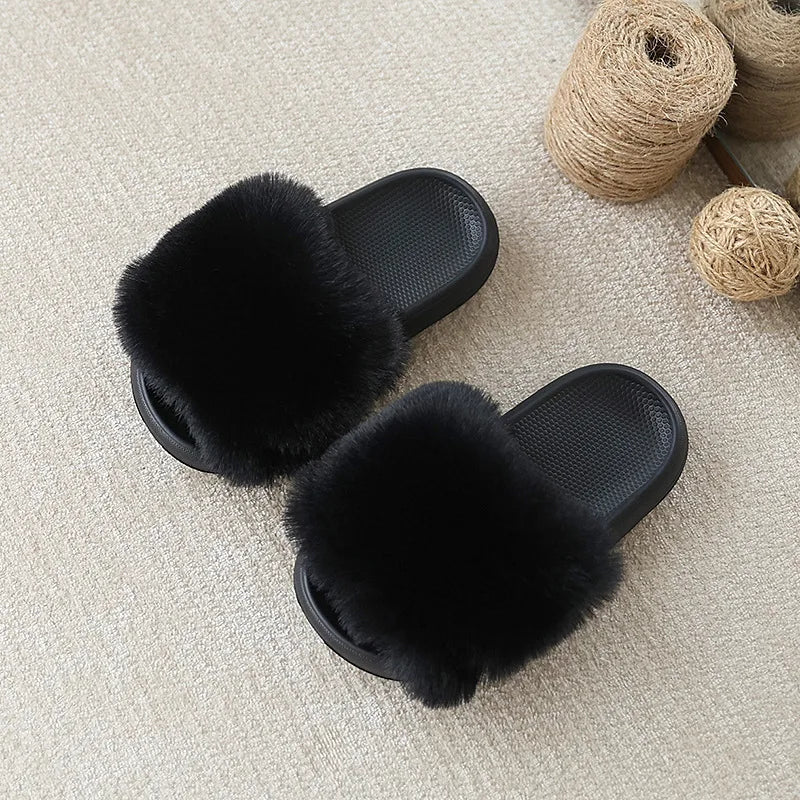 Warm Home Classic Versatile Soft Bottom Causal Fur Slippers