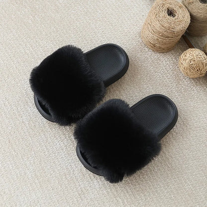 Warm Home Classic Versatile Soft Bottom Causal Fur Slippers