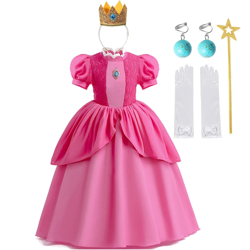Peach Princess Costume Cosplay Ball Gown Dress