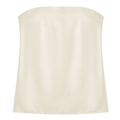 Satin Pant Strapless Off Shoulder High Waist Trousers Sets