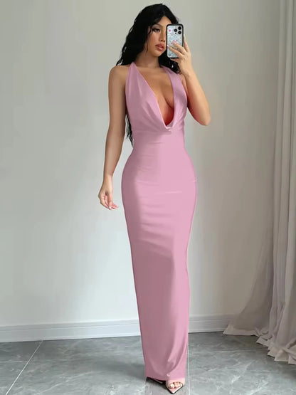Backless Midi Bodycon Sexy Dress
