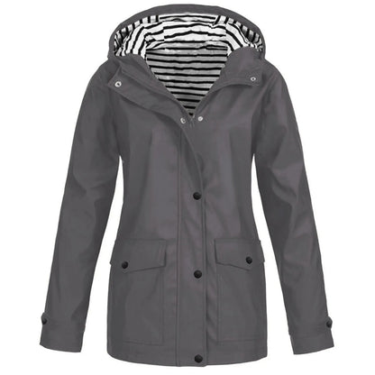 Rain Heat Retaining Outdoor Plus Size Waterproof Hooded Raincoat Coat