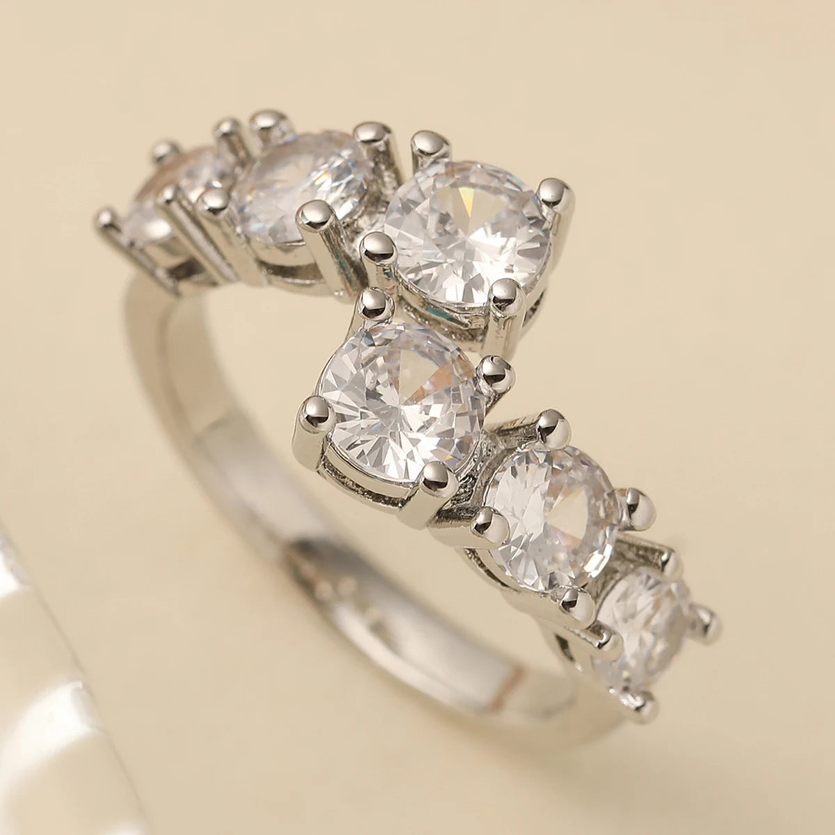 Gold Geometric Copper AAA+ Cubic Zirconia Ring